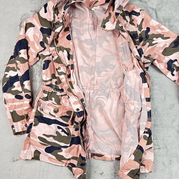 Forme Mode Jacket Womens Medium Pink Camouflage Long Sleeves Pockets Hooded - Picture 12 of 14